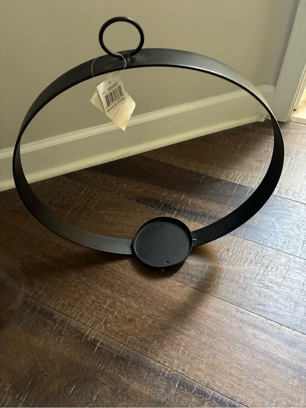 Pottery Barn Pair Black Metal Ring Wall Lantern with Glass Hurricane Sconces